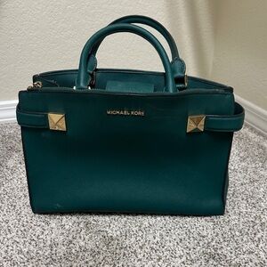 Michael Kors Teal Satchel with Gold Accents